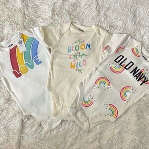 Old Navy 3 Piece Baby Onesies 6-12 Months - NWT